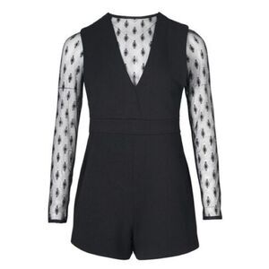 Maje Black Istoria Lace Long Sleeve Romper Playsuit Size EU 34/ US 2